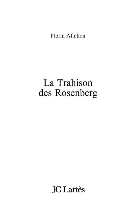 Cover image for book La trahison des Rosenberg