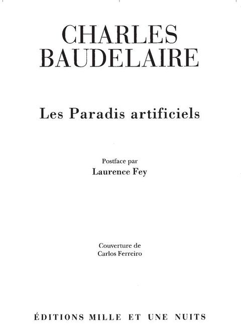 Cover image for book Les paradis artificiels