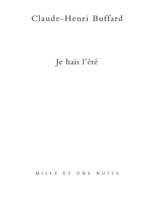 Cover image for book Je hais l'été