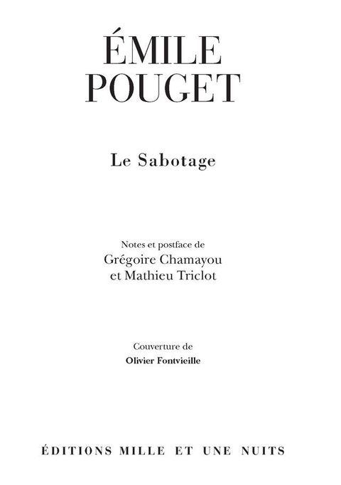 Cover image for book Le Sabotage
