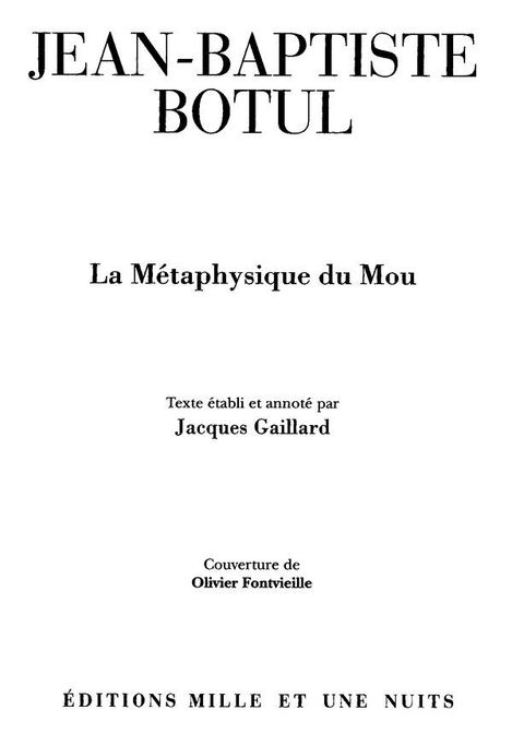Cover image for book La métaphysique du mou