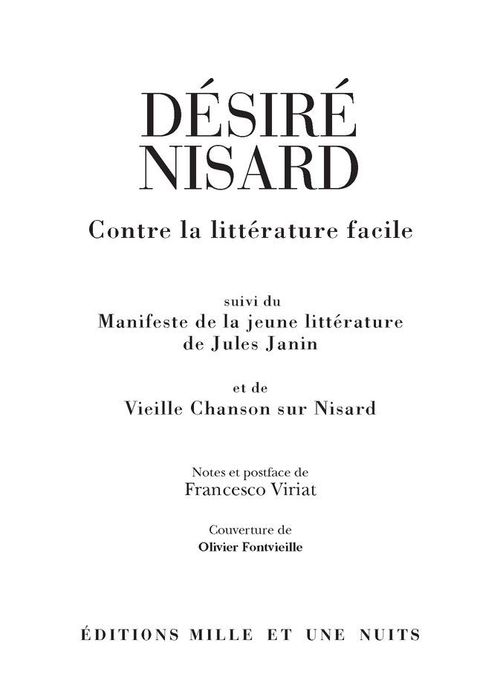 Cover image for book Contre la littérature facile
