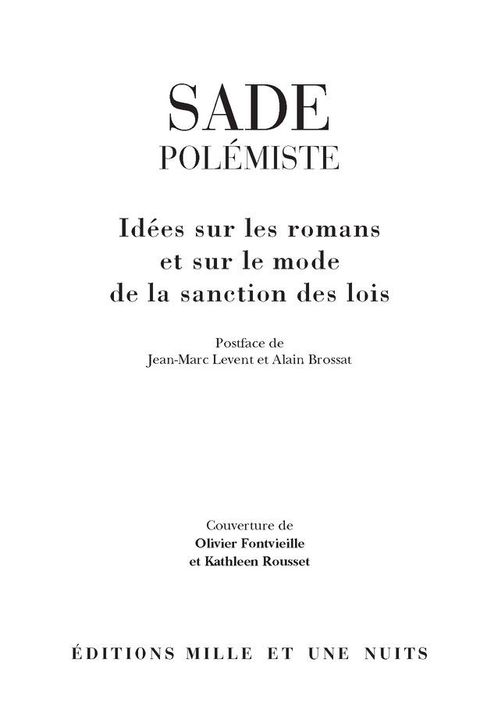 Cover image for book Sade polémiste