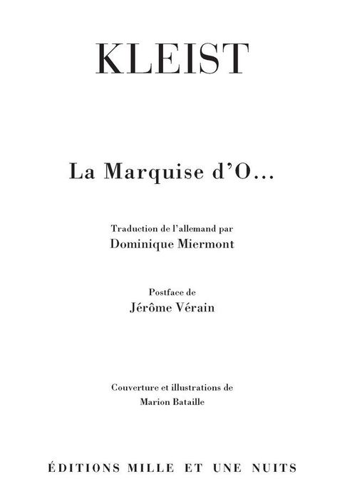 Cover image for book La Marquise d'O