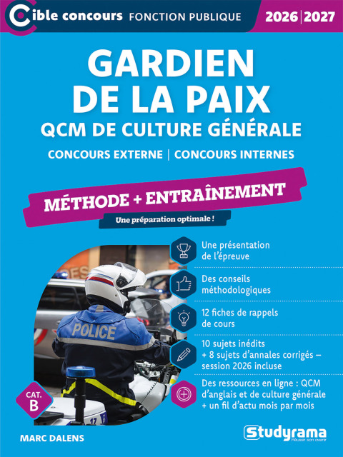 Cover image for book Gardien de la paix : QCM de culture générale - Catégorie B - Édition 2026-2027