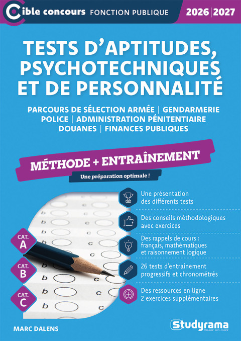 Cover image for book Tests d'aptitudes, psychotechniques et de personnalité - Méthode + Entraînement - Catégories A, B...