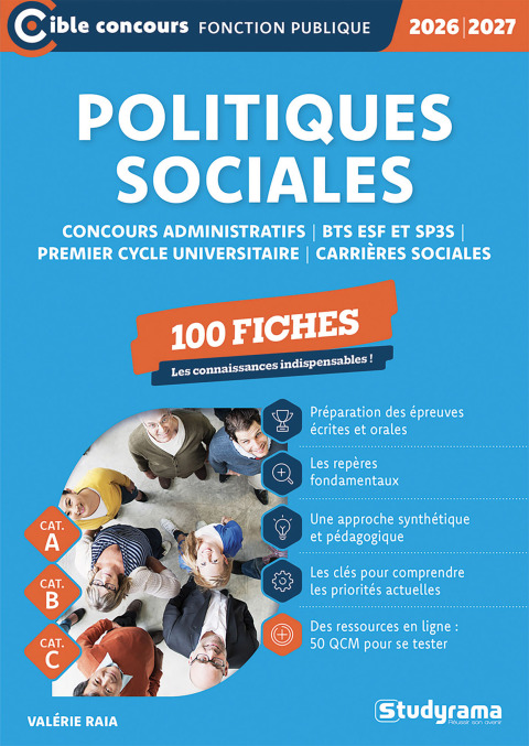 Cover image for book Politiques sociales - 100 fiches - Catégories A, B et C - Édition 2026-2027