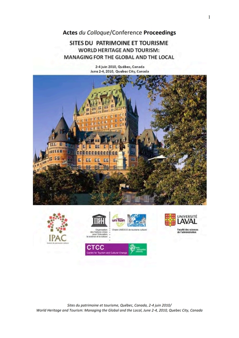 Cover image for book Actes du colloque Sites du patrimoine et tourisme