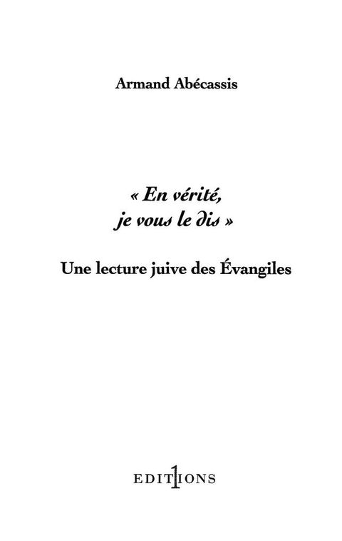 Cover image for book En vérité je vous le dis