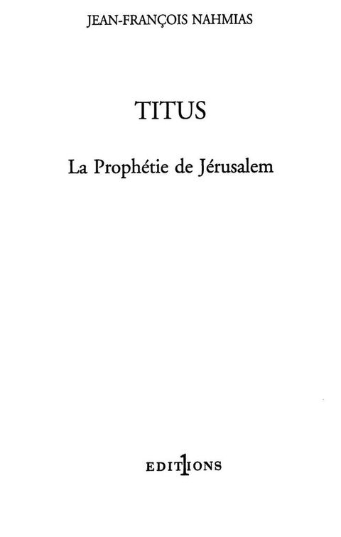 Cover image for book Titus, t.I : La Prophétie de Jérusalem