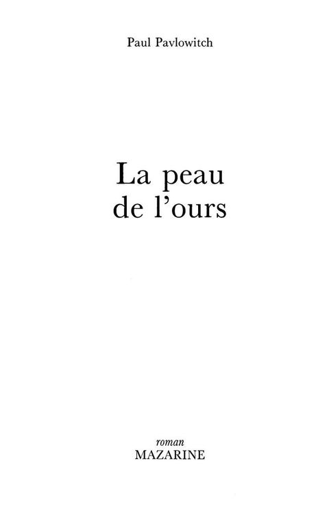 Cover image for book La Peau de l'ours