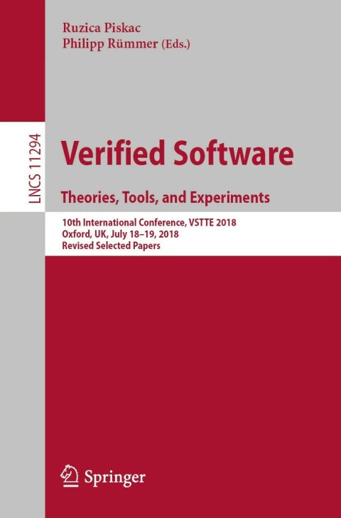 Cover image for book Verified Software. Theories, Tools, and Experiments