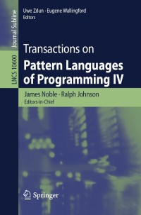 Cover image: Transactions on Pattern Languages of Programming IV 9783030142902