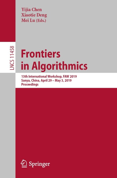 Cover image for book Frontiers in Algorithmics