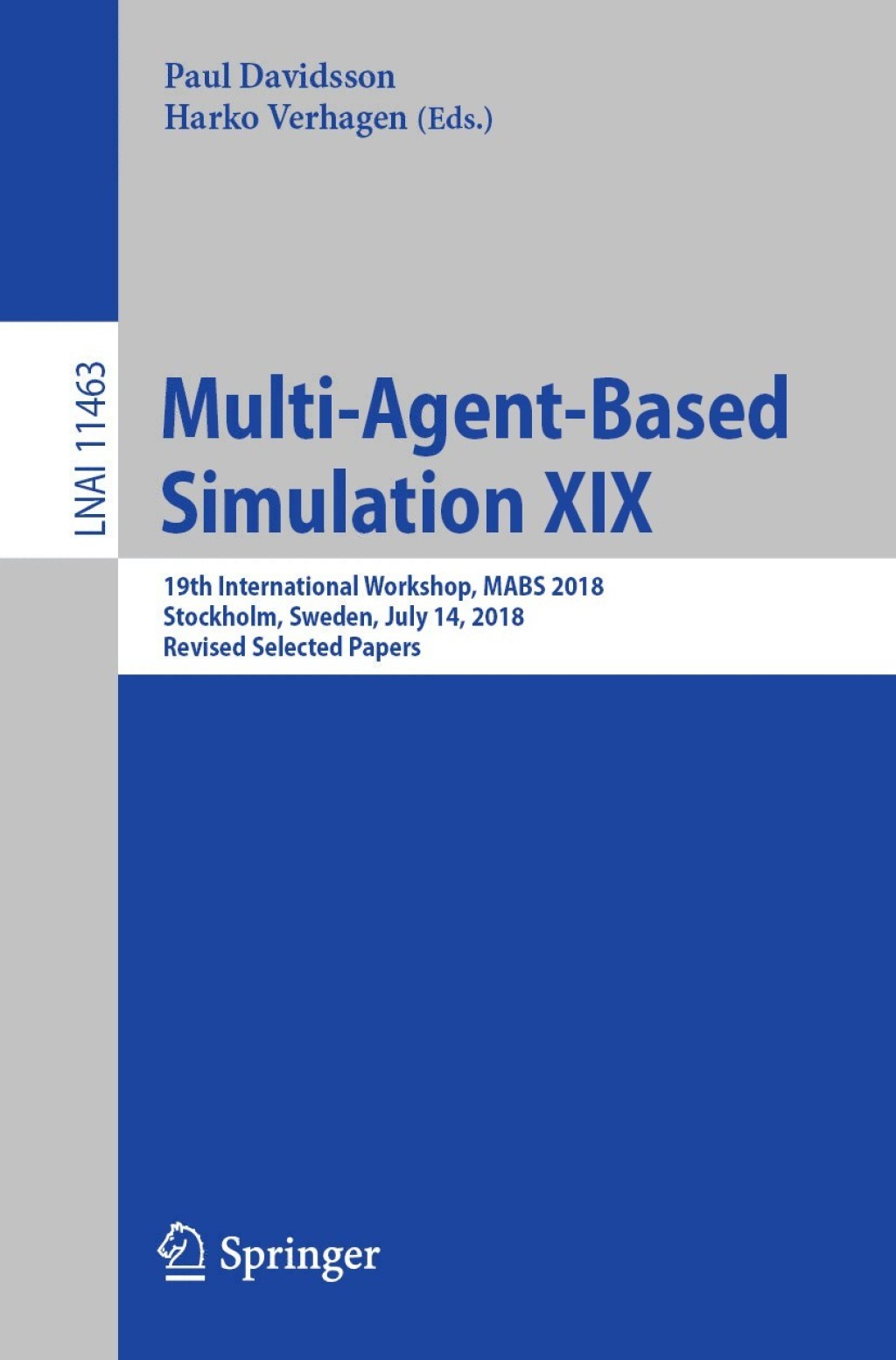Multi-Agent-Based Simulation XIX (eBook)