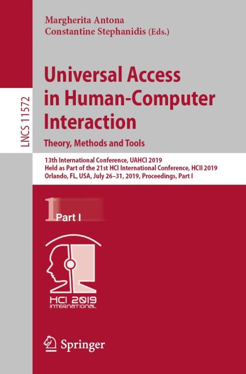 Cover image for book Universal Access in Human-Computer Interaction. Theory, Methods and Tools