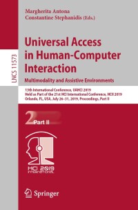 Cover image: Universal Access in Human-Computer Interaction. Multimodality and Assistive Environments 9783030235628