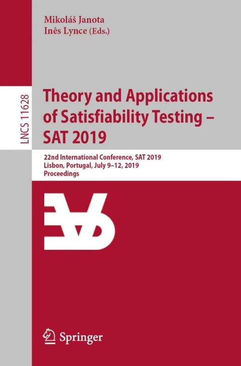 Cover image for book Theory and Applications of Satisfiability Testing – SAT 2019