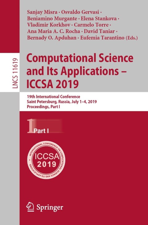 Cover image for book Computational Science and Its Applications – ICCSA 2019