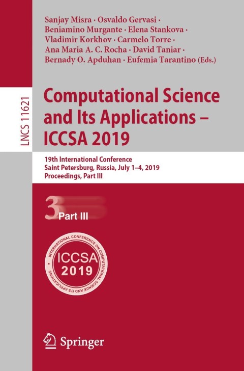 Cover image for book Computational Science and Its Applications – ICCSA 2019