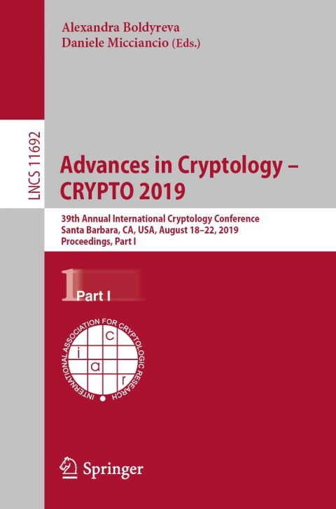 Cover image for book Advances in Cryptology – CRYPTO 2019
