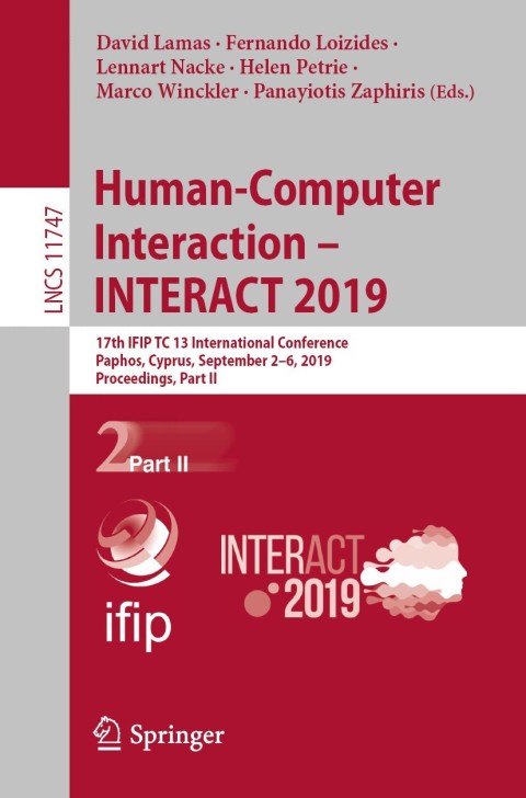 Cover image for book Human-Computer Interaction – INTERACT 2019