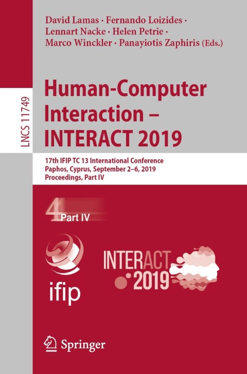 Cover image for book Human-Computer Interaction – INTERACT 2019