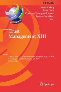 Cover image: Trust Management XIII 9783030337155