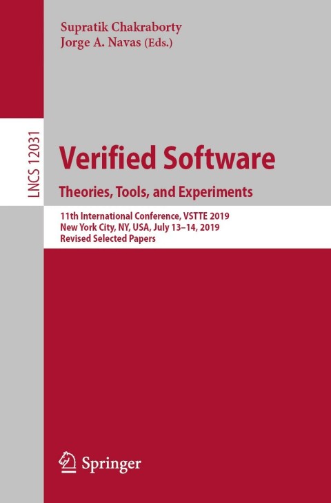 Cover image for book Verified Software. Theories, Tools, and Experiments