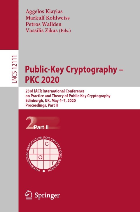 Cover image for book Public-Key Cryptography – PKC 2020