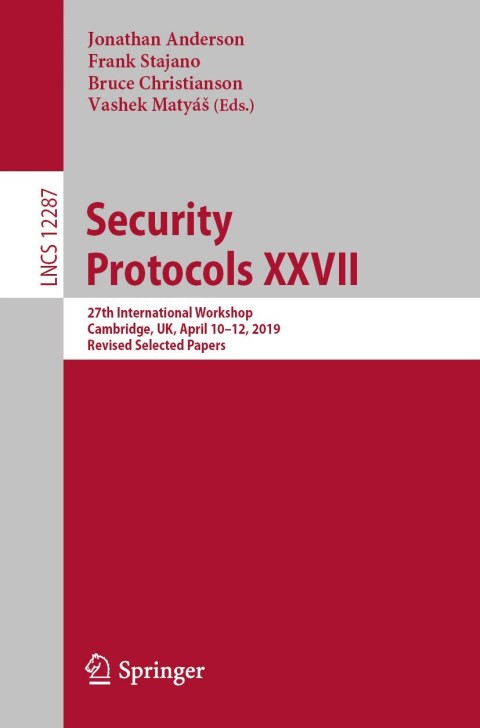 Security Protocols XXVII 