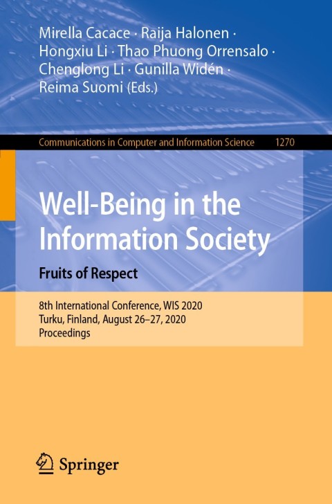 Cover image for book Well-Being in the Information Society. Fruits of Respect