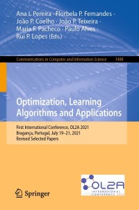 Cover image: Optimization, Learning Algorithms and Applications 9783030918842