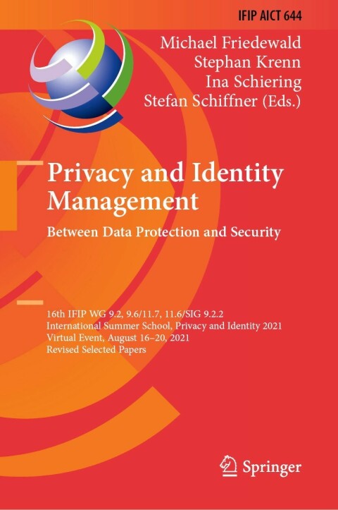 Cover image for book Privacy and Identity Management. Between Data Protection and Security