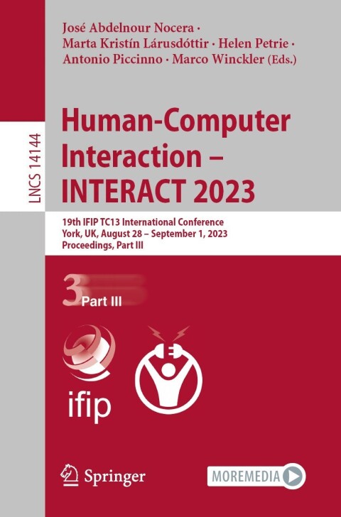 Cover image for book Human-Computer Interaction – INTERACT 2023