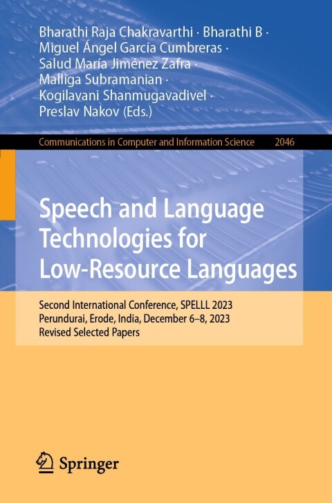 Cover image for book Speech and Language Technologies for Low-Resource Languages