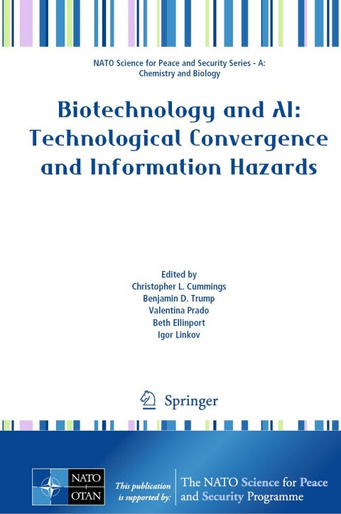 Cover image for book Biotechnology and AI: Technological Convergence and Information Hazards