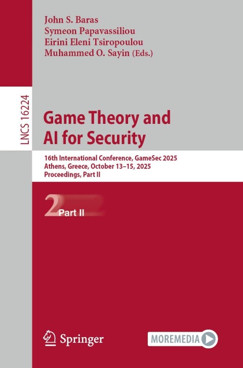 Cover image for book Game Theory and AI for Security
