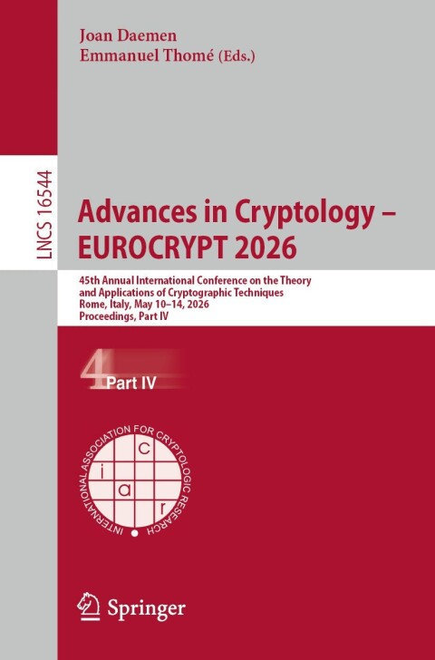 Cover image for book Advances in Cryptology – EUROCRYPT 2026