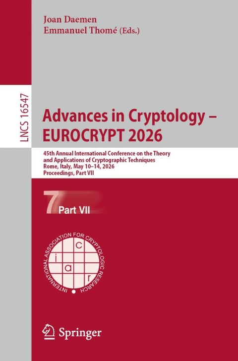 Cover image for book Advances in Cryptology – EUROCRYPT 2026