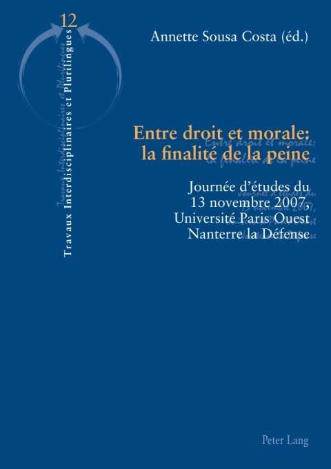 Cover image for book Entre droit et morale : la finalité de la peine