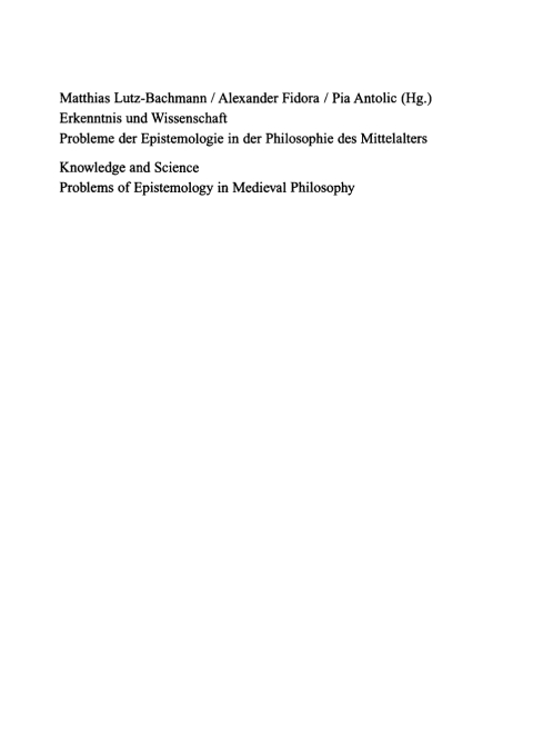 Cover image for book Erkenntnis und Wissenschaft/ Knowledge and Science