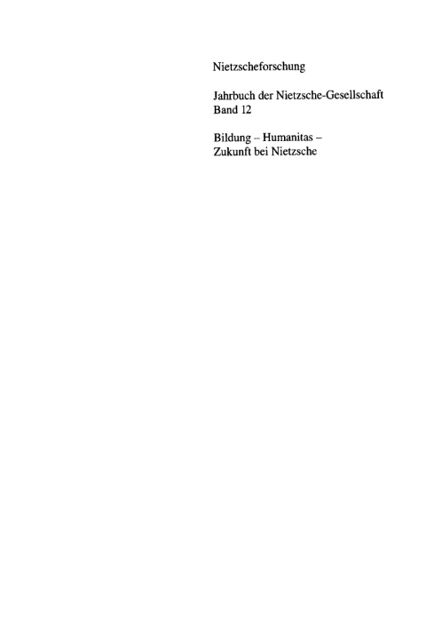 Cover image for book Bildung - Humanitas - Zukunft bei Nietzsche