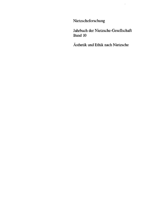 Cover image for book Ästhetik und Ethik nach Nietzsche