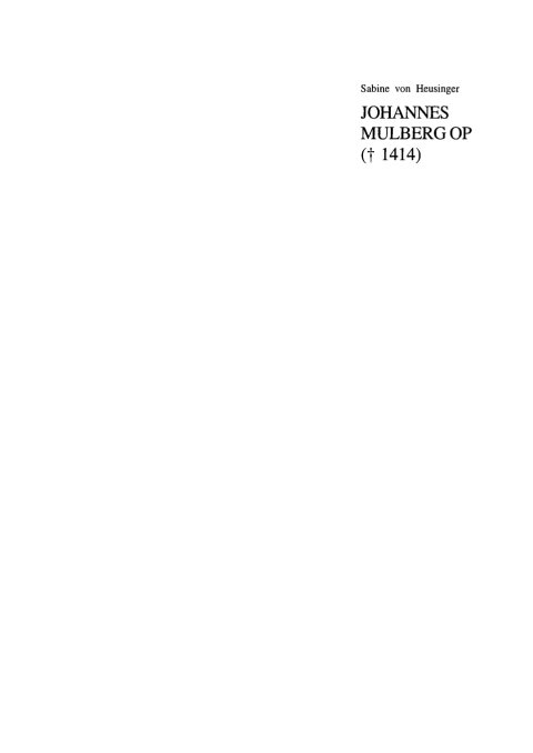 Cover image for book Johannes Mulberg OP († 1414)