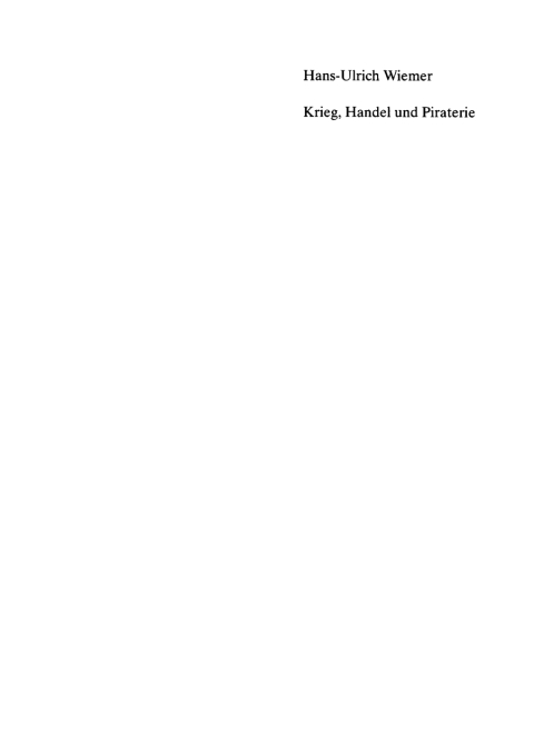 Cover image for book Krieg, Handel und Piraterie