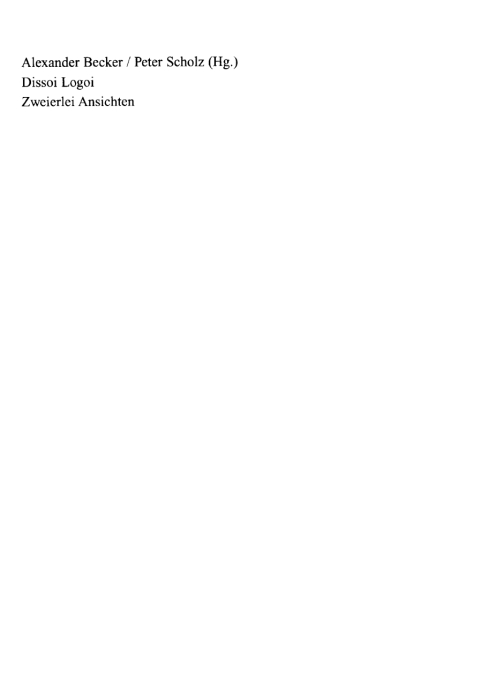 Cover image for book Dissoi Logoi. Zweierlei Ansichten
