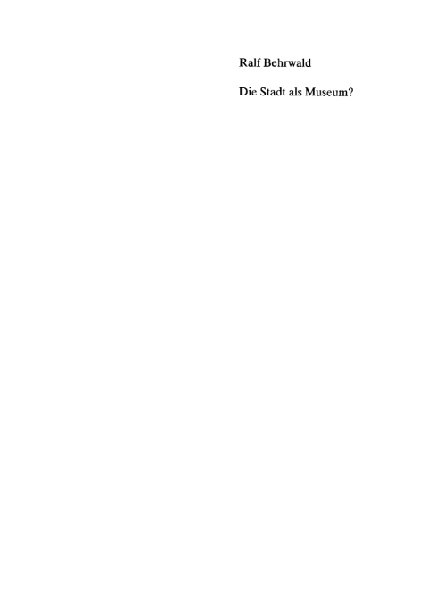 Cover image for book Die Stadt als Museum?