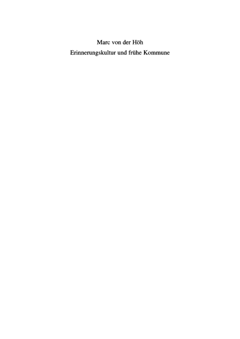 Cover image for book Erinnerungskultur und frühe Kommune