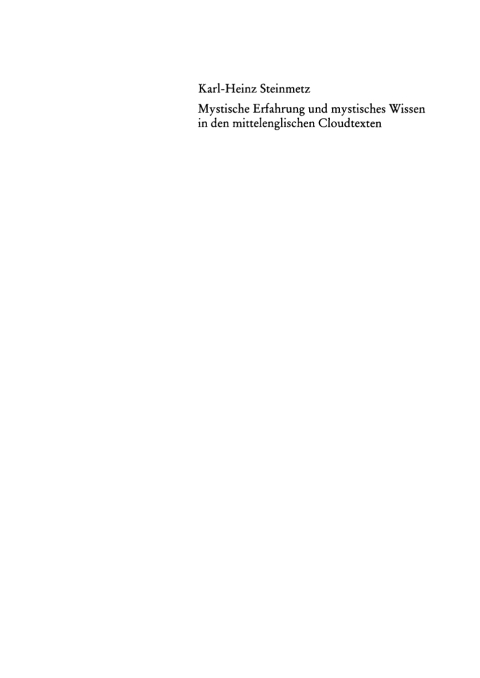Cover image for book Mystische Erfahrung und mystisches Wissen in den mittelenglischen Cloud-Texten